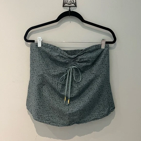 Anthro Maeve Teal Hieroglyphics Tube Top, 8 - Picture 8 of 13